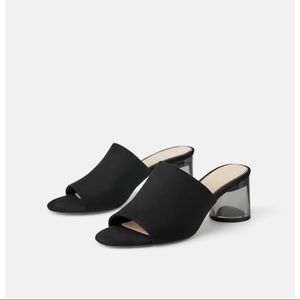 Zara clear mid heeled mules